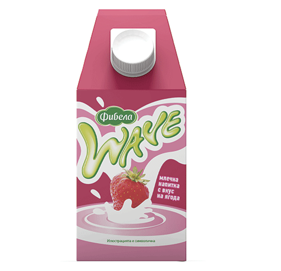 waveyagoda_kmarket Мляко Фибела Wave с Вкус на Ягода 500мл. - Image 1